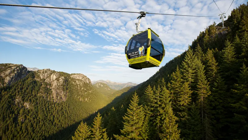 Sea to Sky Gondola cabin riding above the forest