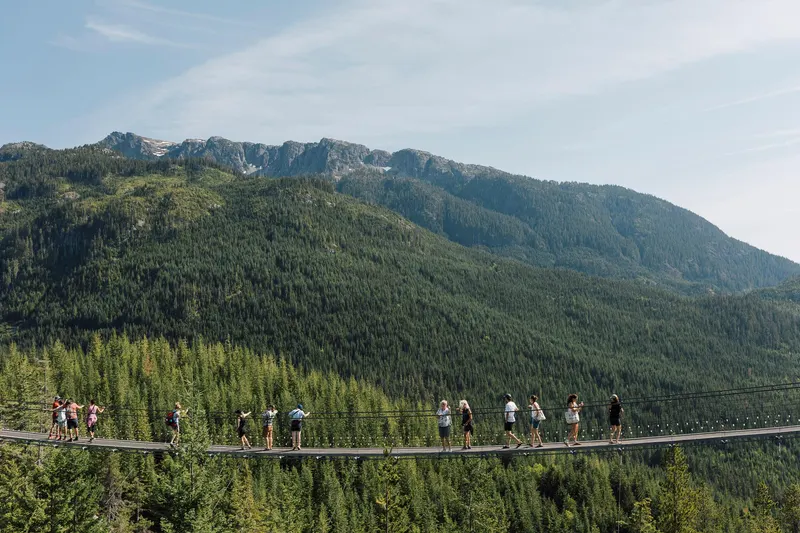 Sea to Sky Gondola cabin climbing above coastal forest